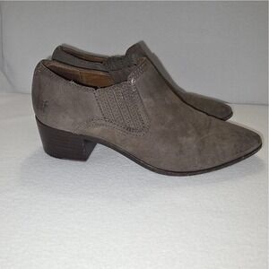 Frye Elenor Western Slip On Gray Leather Booties Women's Size 6‎